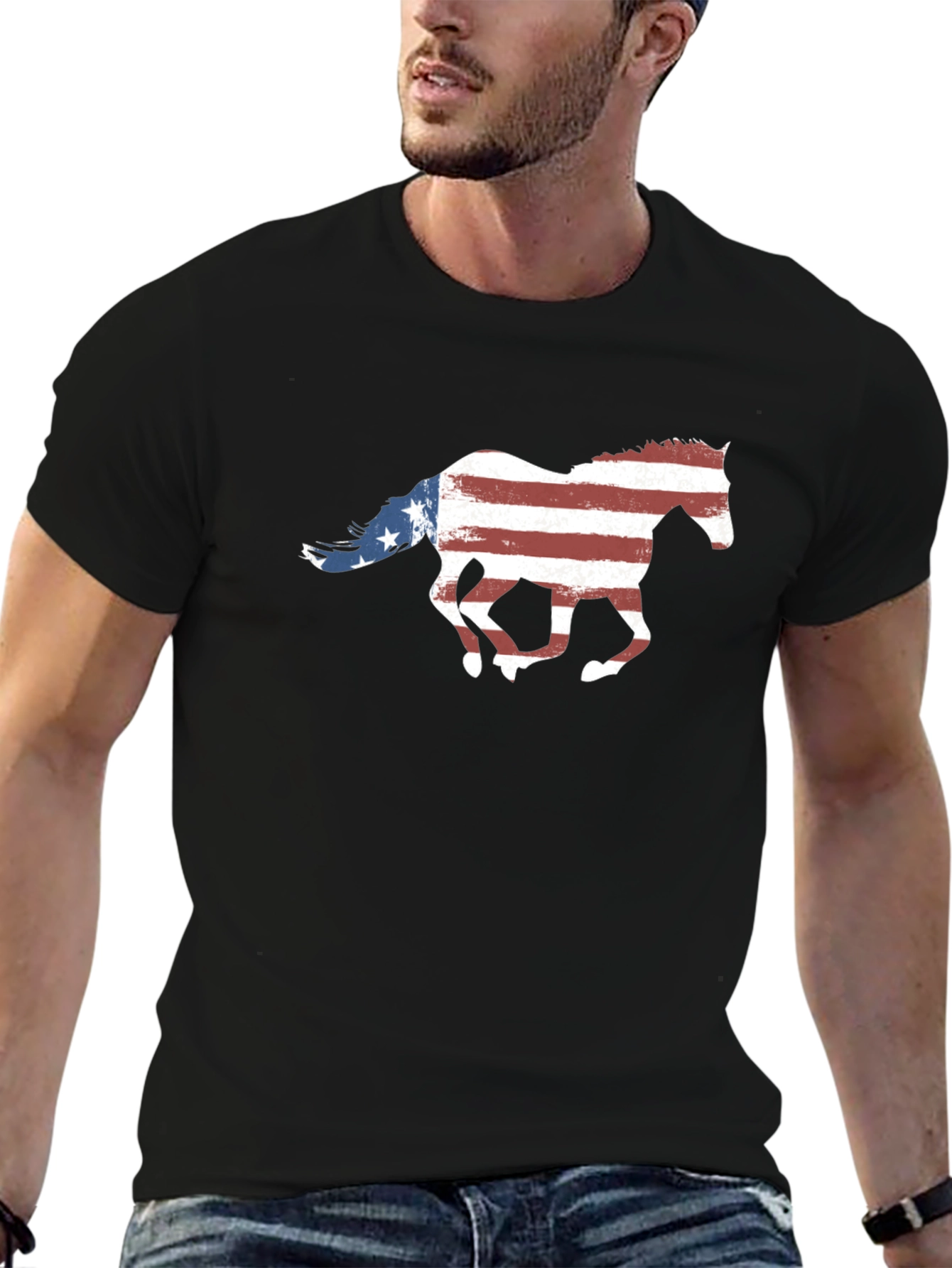 American Flag Horse Graphic Tee