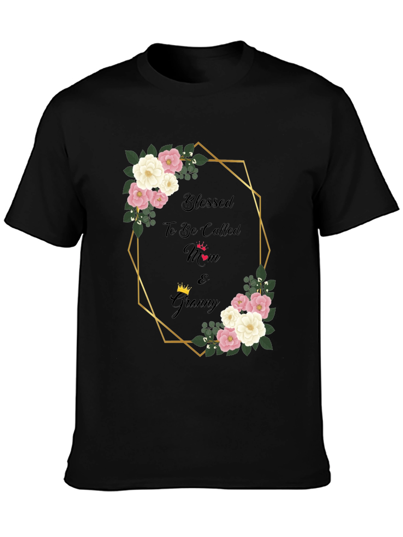 Blessed Mom & Granny Floral Graphic T-Shirt