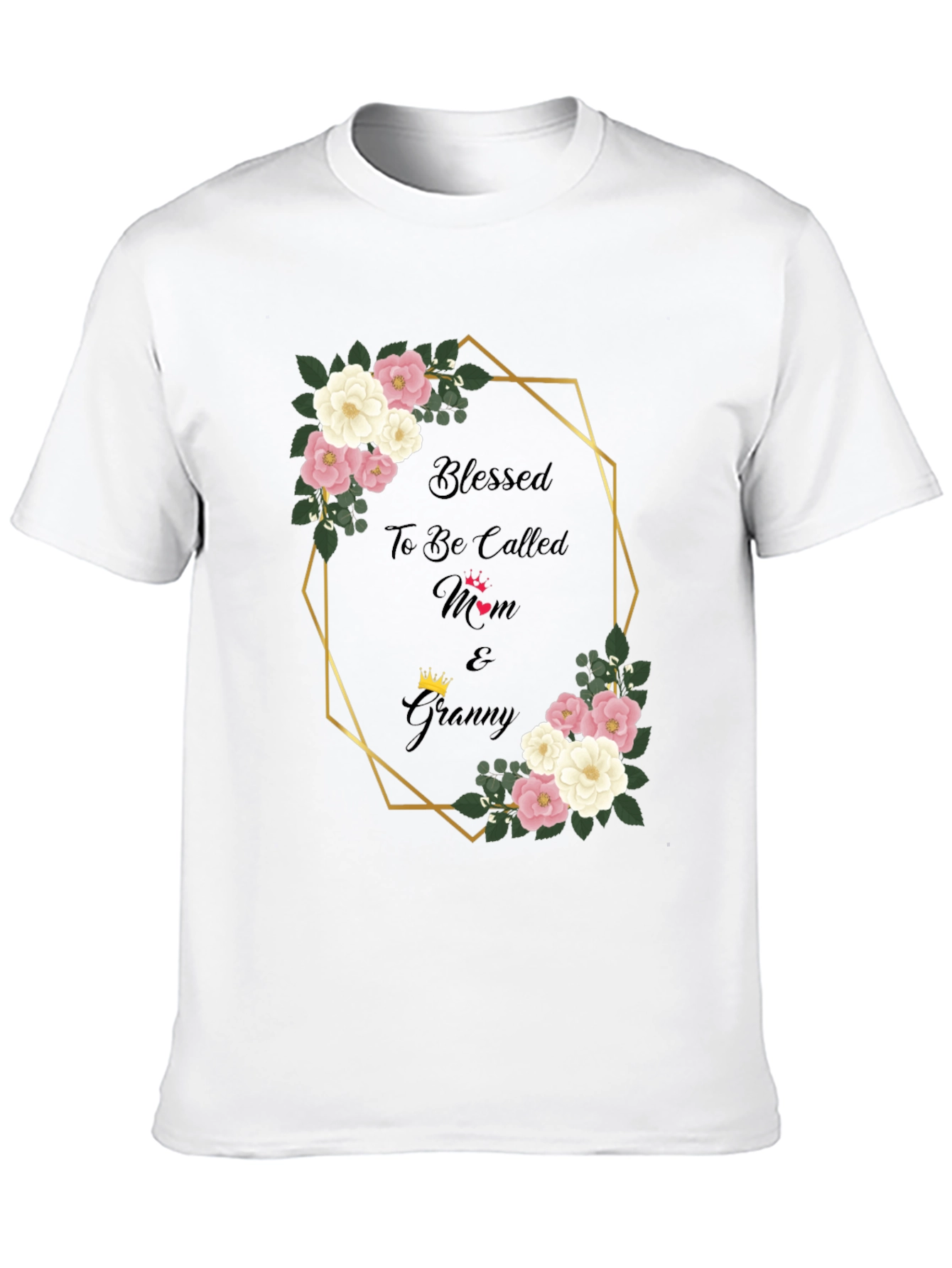 Blessed Mom & Granny Floral Graphic T-Shirt