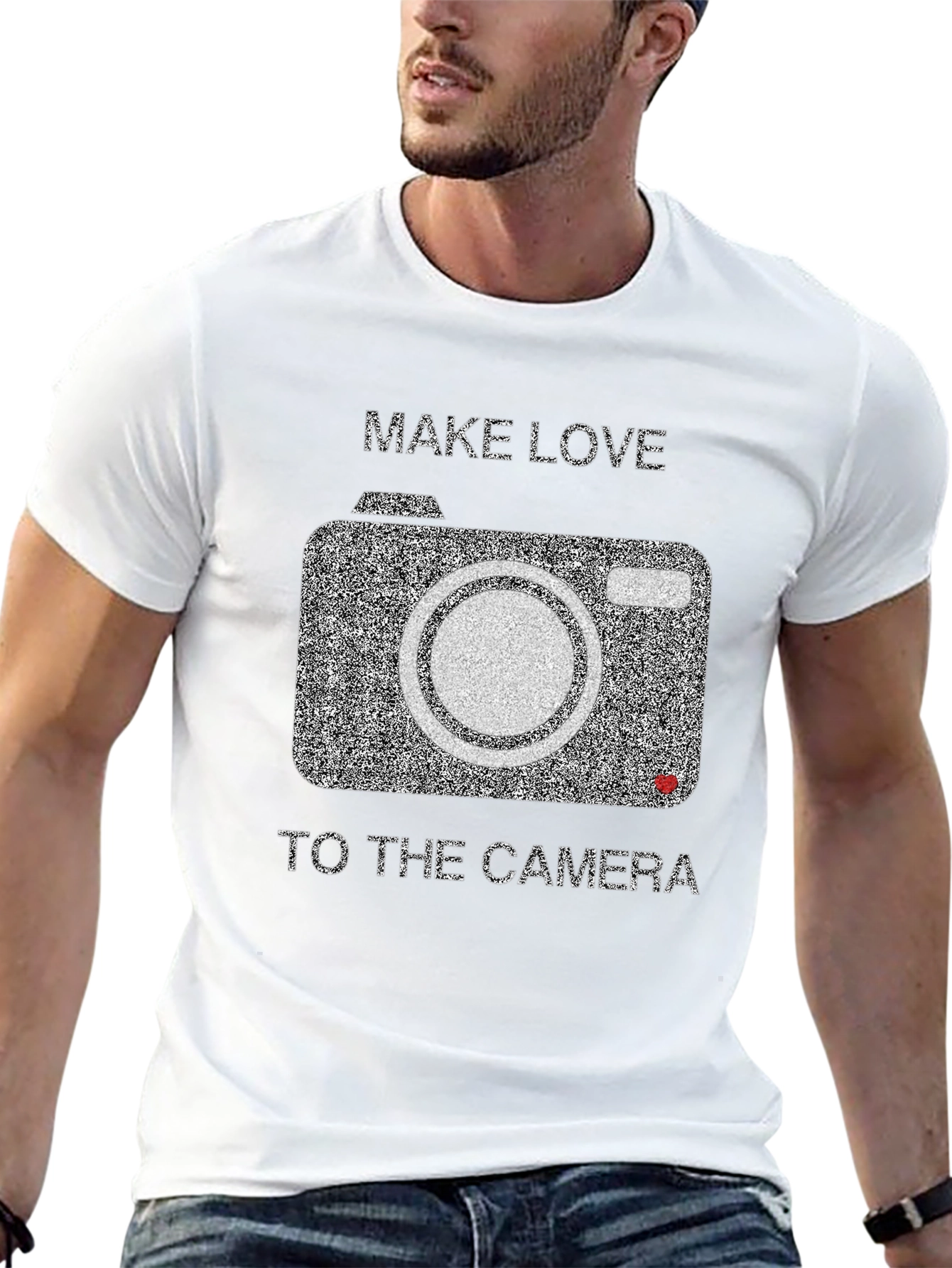 Make Love to the Camera Black Graphic Tee
