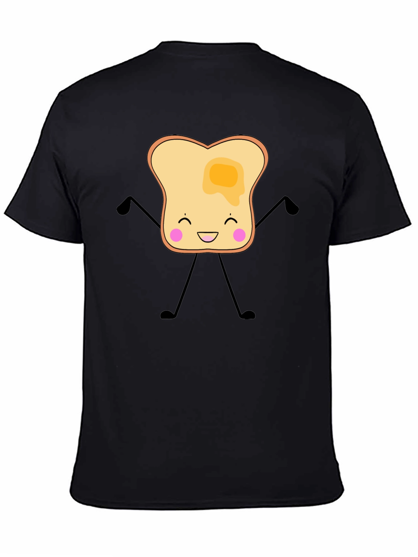 Funny Toast with Butter Graphic Black T-Shirt