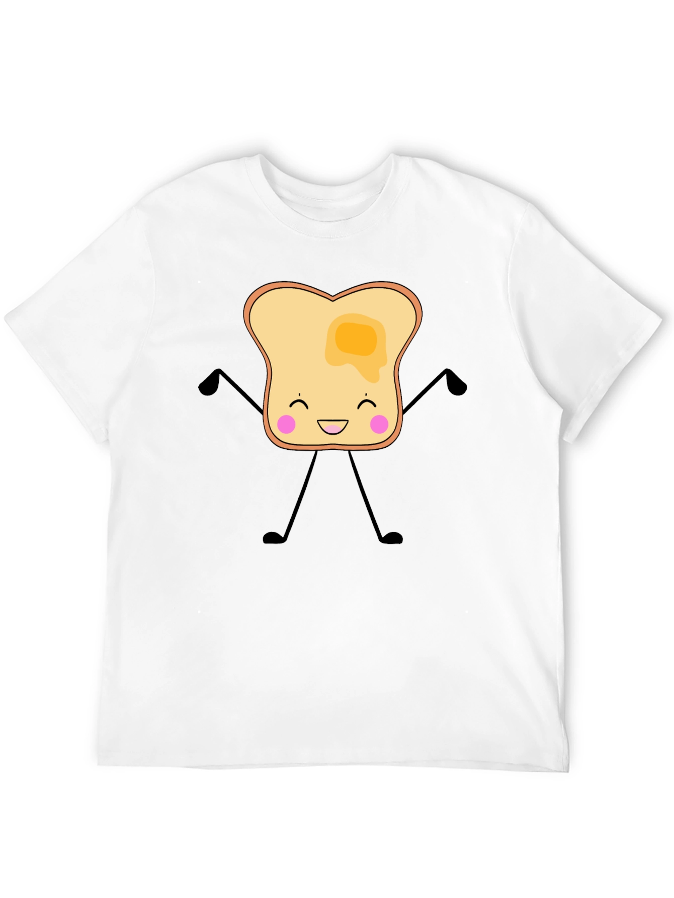 Funny Toast with Butter Graphic Black T-Shirt