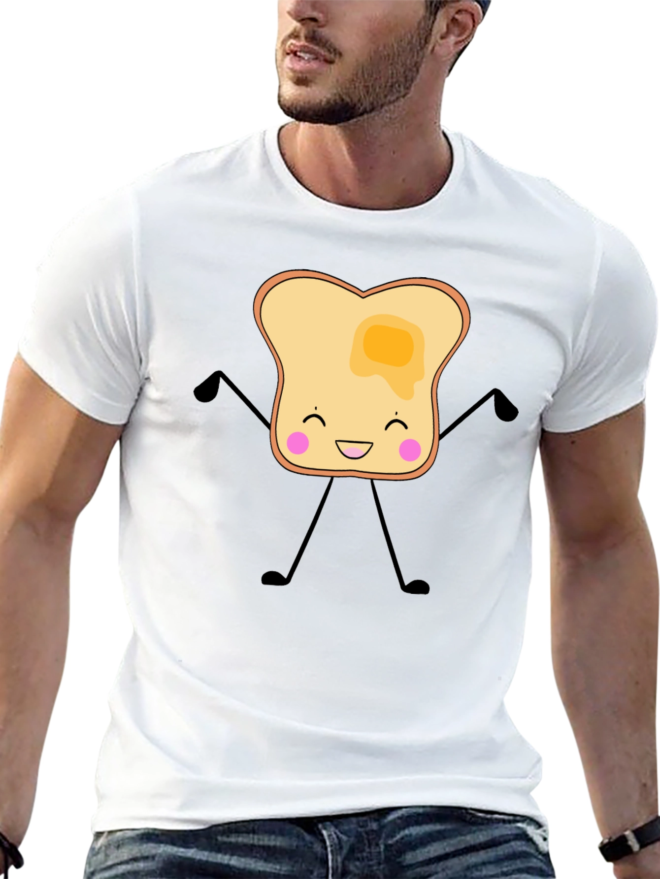 Funny Toast with Butter Graphic Black T-Shirt
