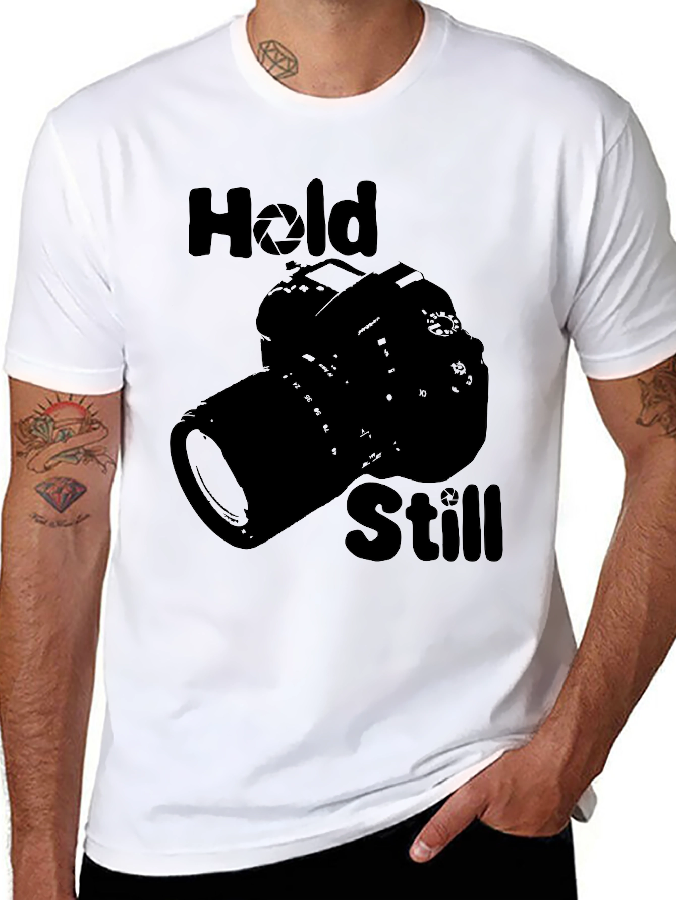Hold Still Photographer T-Shirt - Camera Graphic Tee