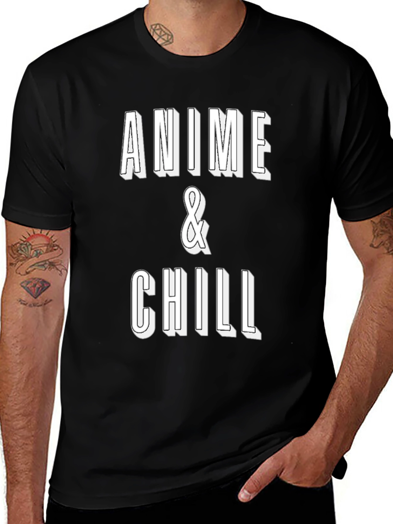 Anime & Chill Black Graphic Tee