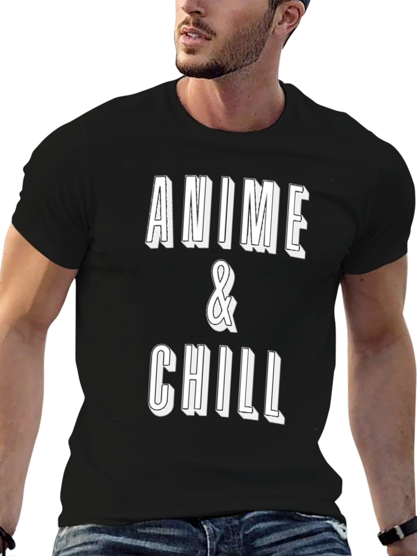 Anime & Chill Black Graphic Tee
