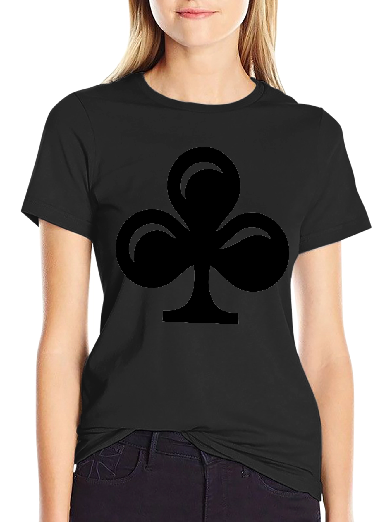 Black T-Shirt with Club Suit Design