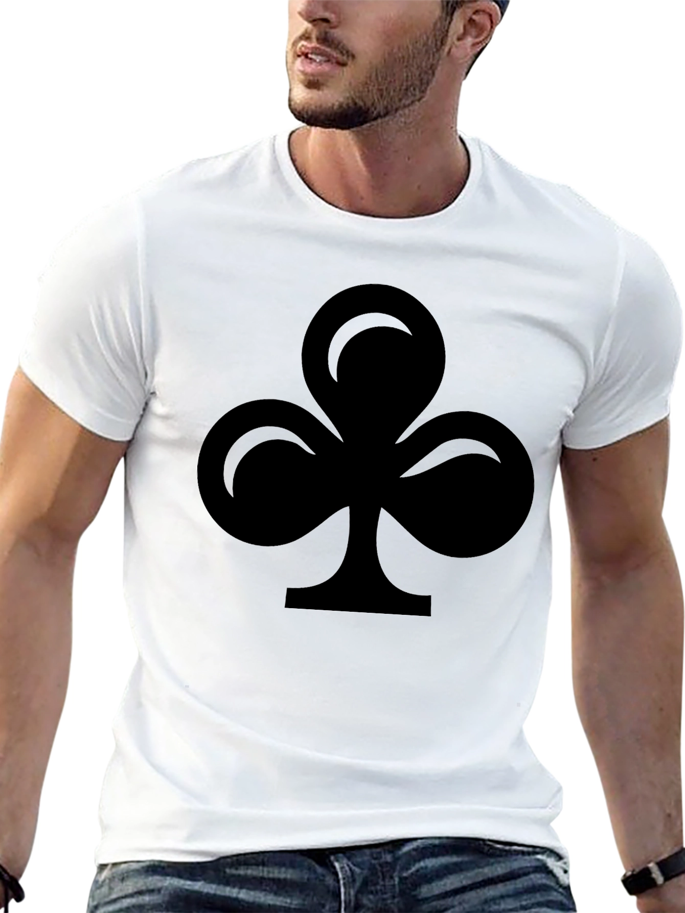 Black T-Shirt with Club Suit Design