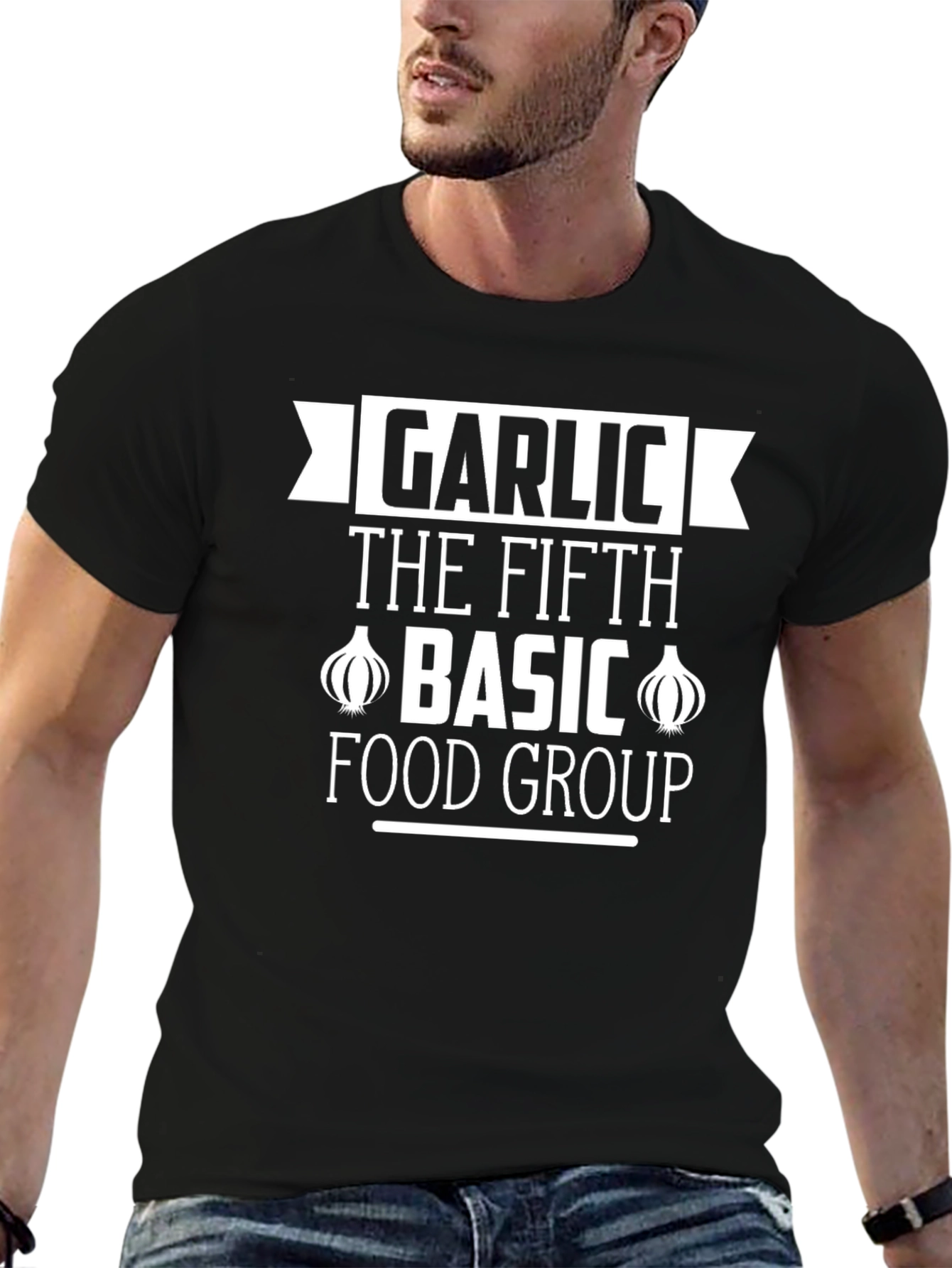 Garlic The Fifth Basic Food Group Black T-Shirt