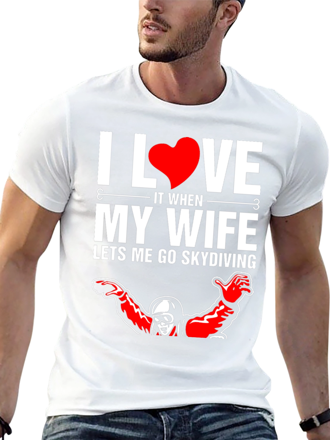 I Love My Wife Skydiving Graphic T-Shirt