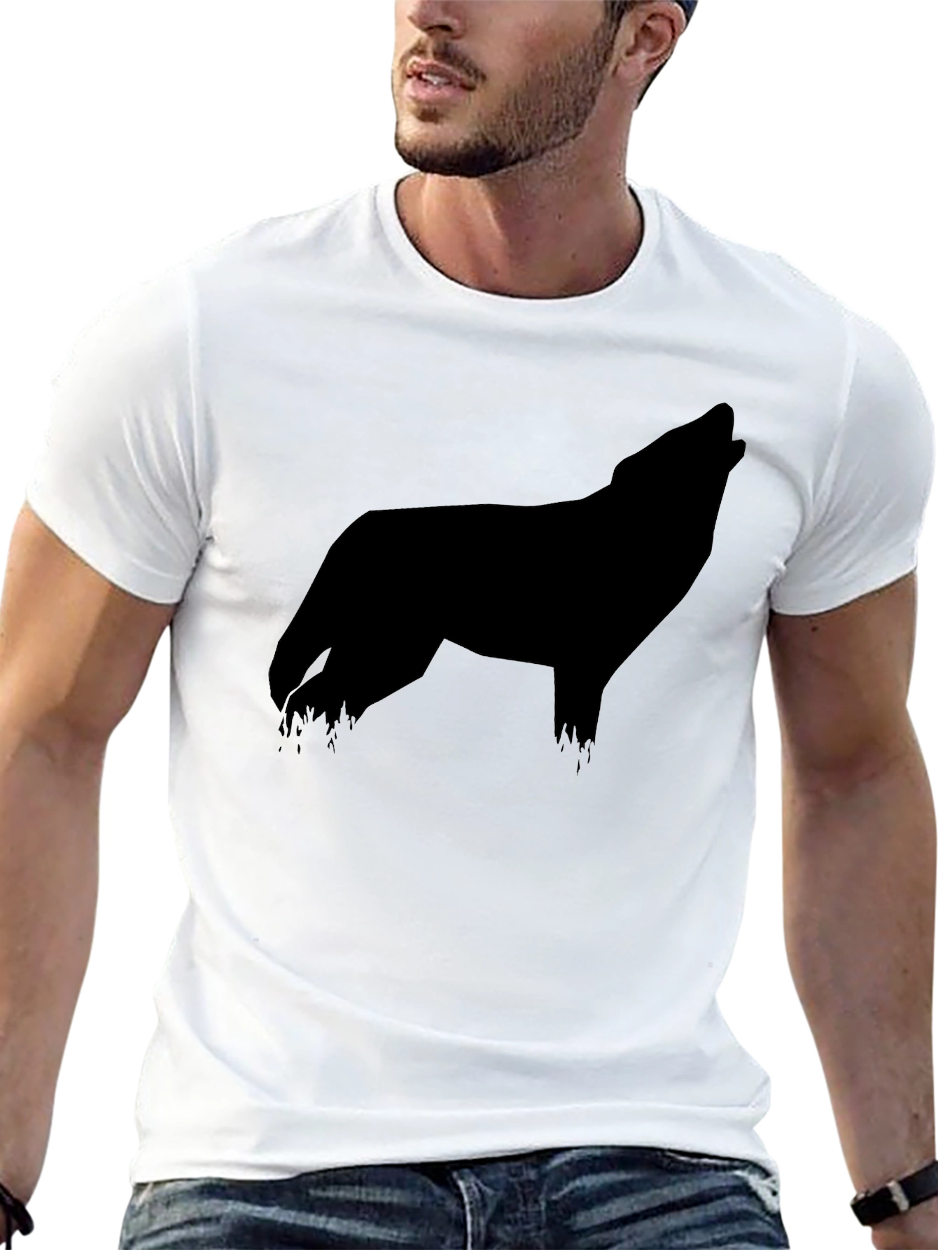 Black Wolf Silhouette Graphic Tee