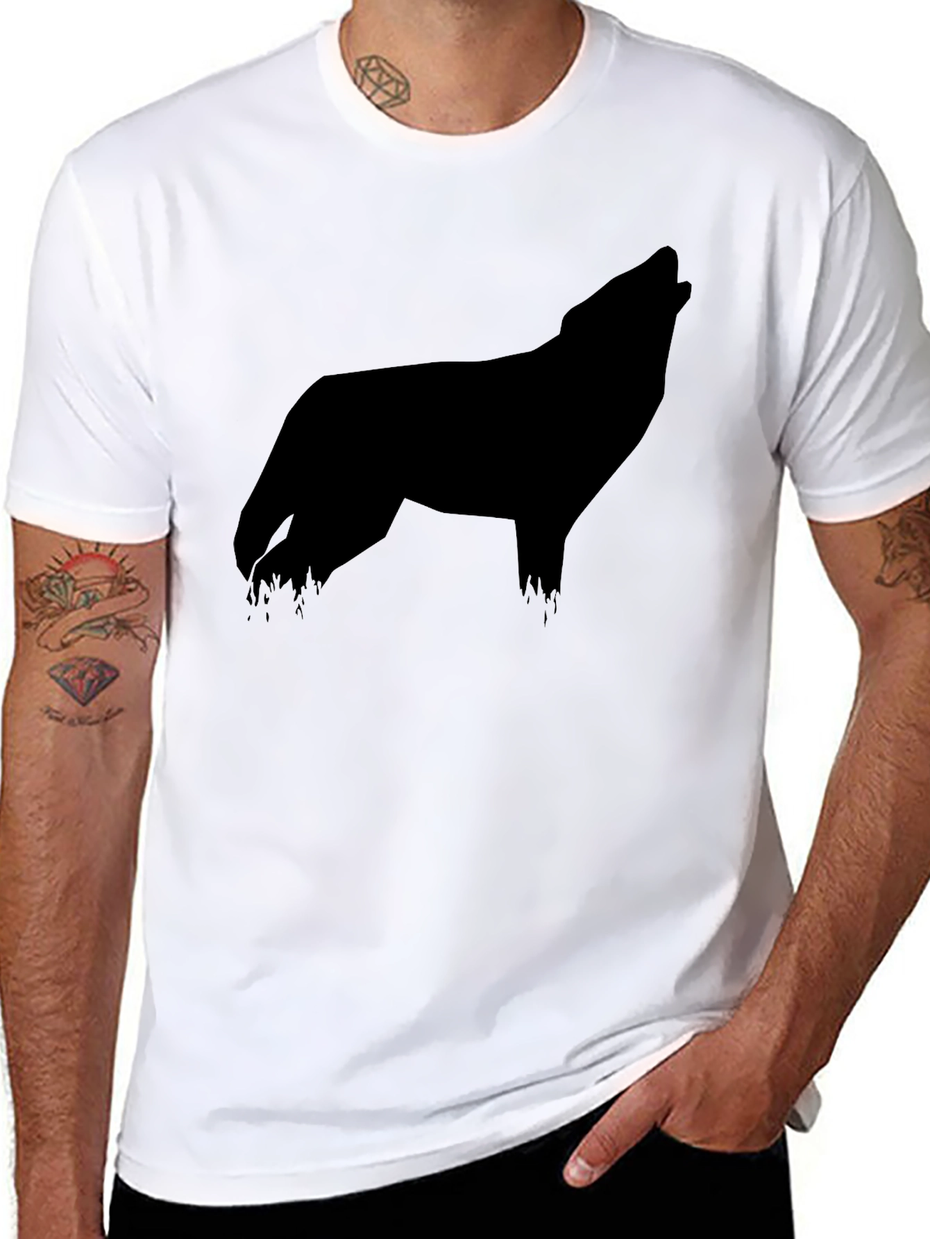 Black Wolf Silhouette Graphic Tee