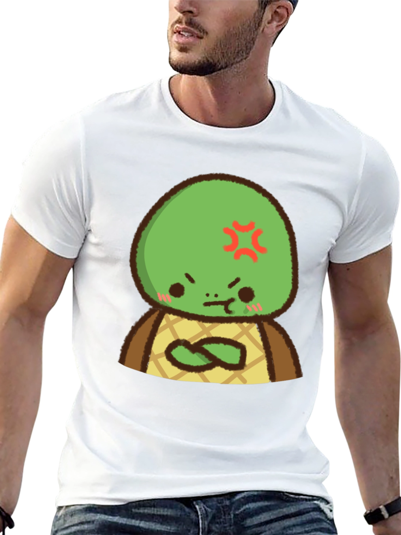 Angry Turtle Cartoon Graphic Tee - Black