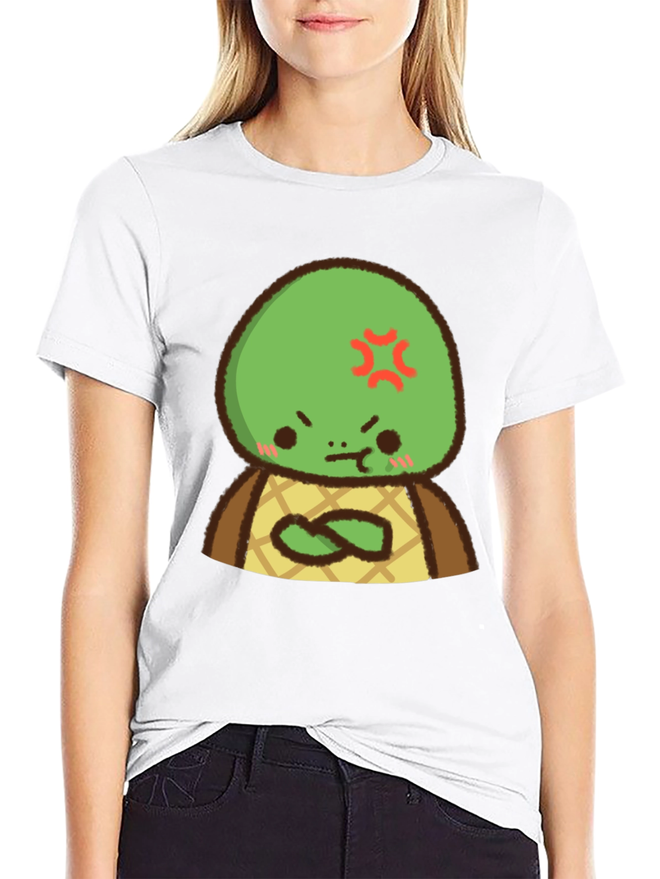 Angry Turtle Cartoon Graphic Tee - Black