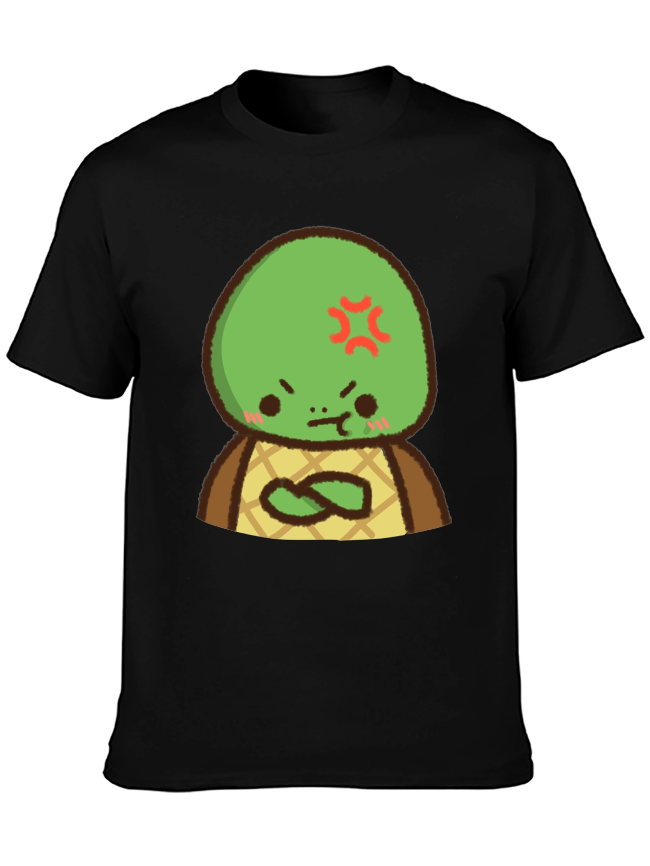 Angry Turtle Cartoon Graphic Tee - Black
