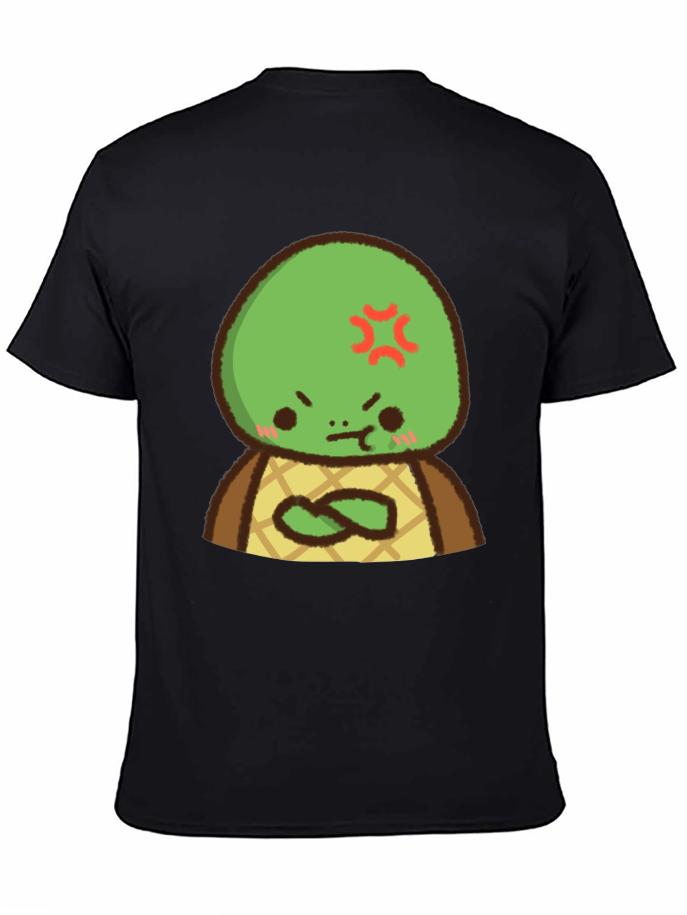 Angry Turtle Cartoon Graphic Tee - Black