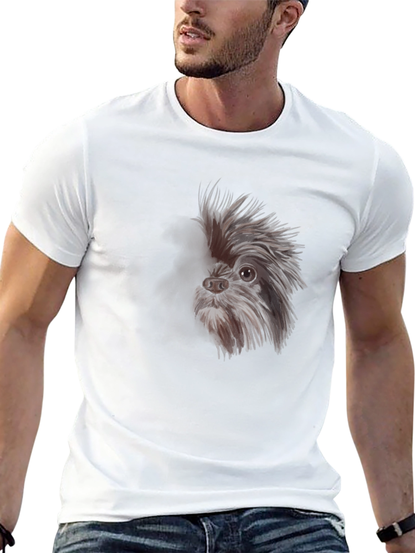 Dog Graphic Tee - Black Cotton T-Shirt