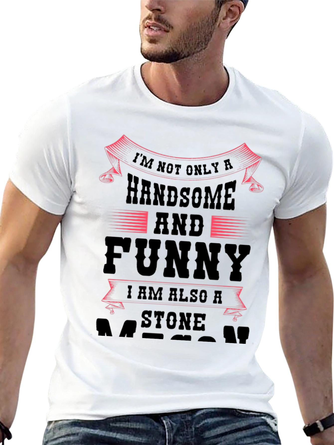 Handsome & Funny Stone Mason Black Graphic Tee