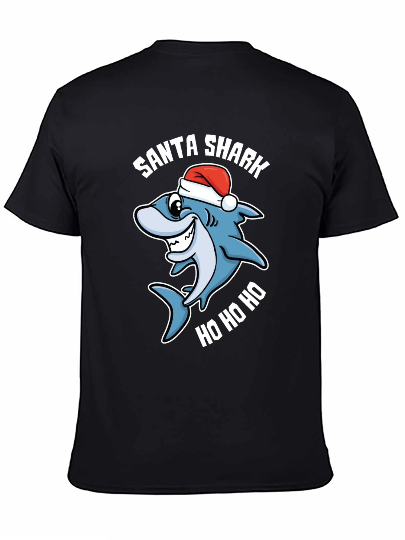 Santa Shark Ho Ho Ho Black T-Shirt