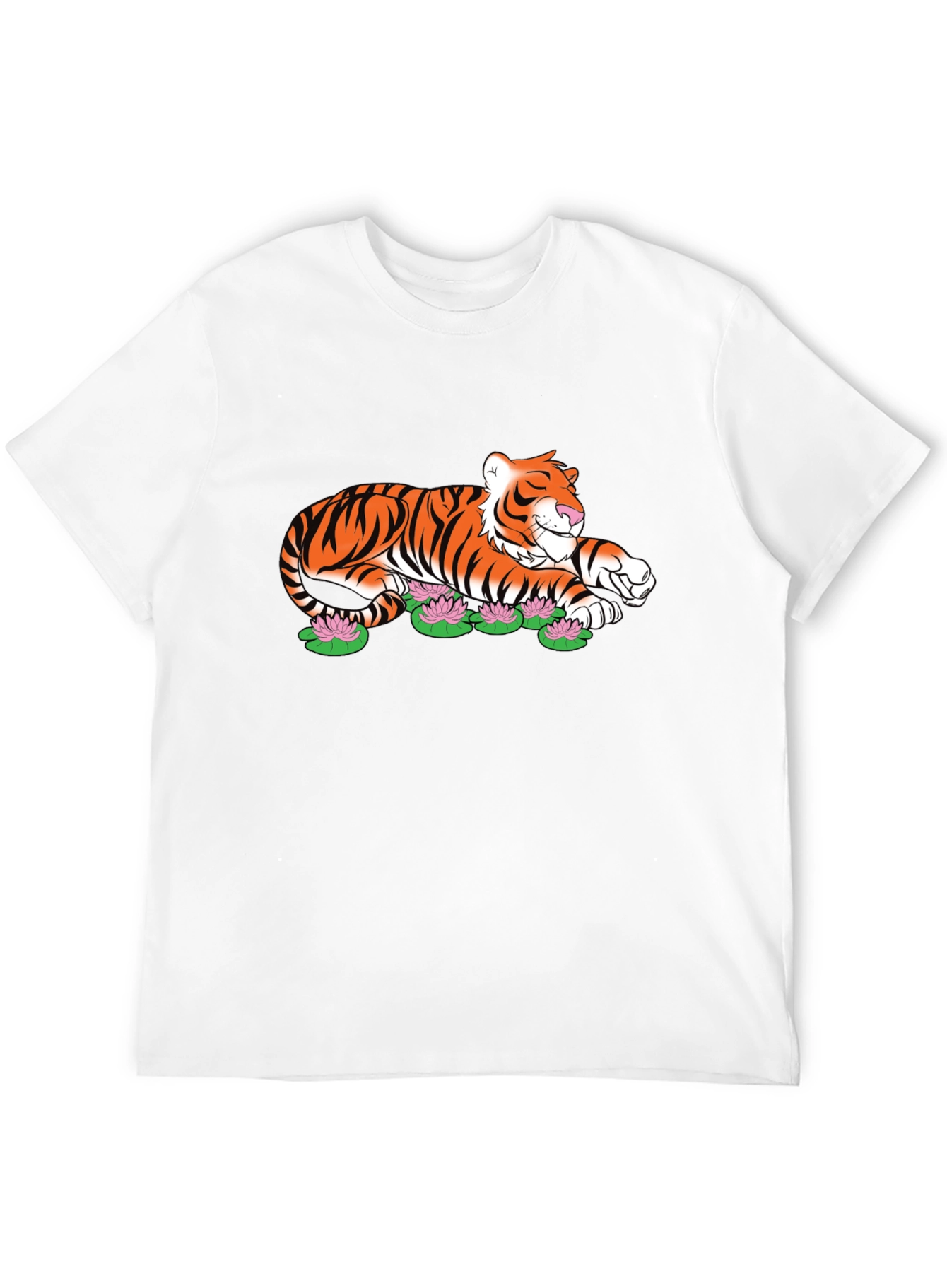 Tiger Lotus Graphic Black T-Shirt
