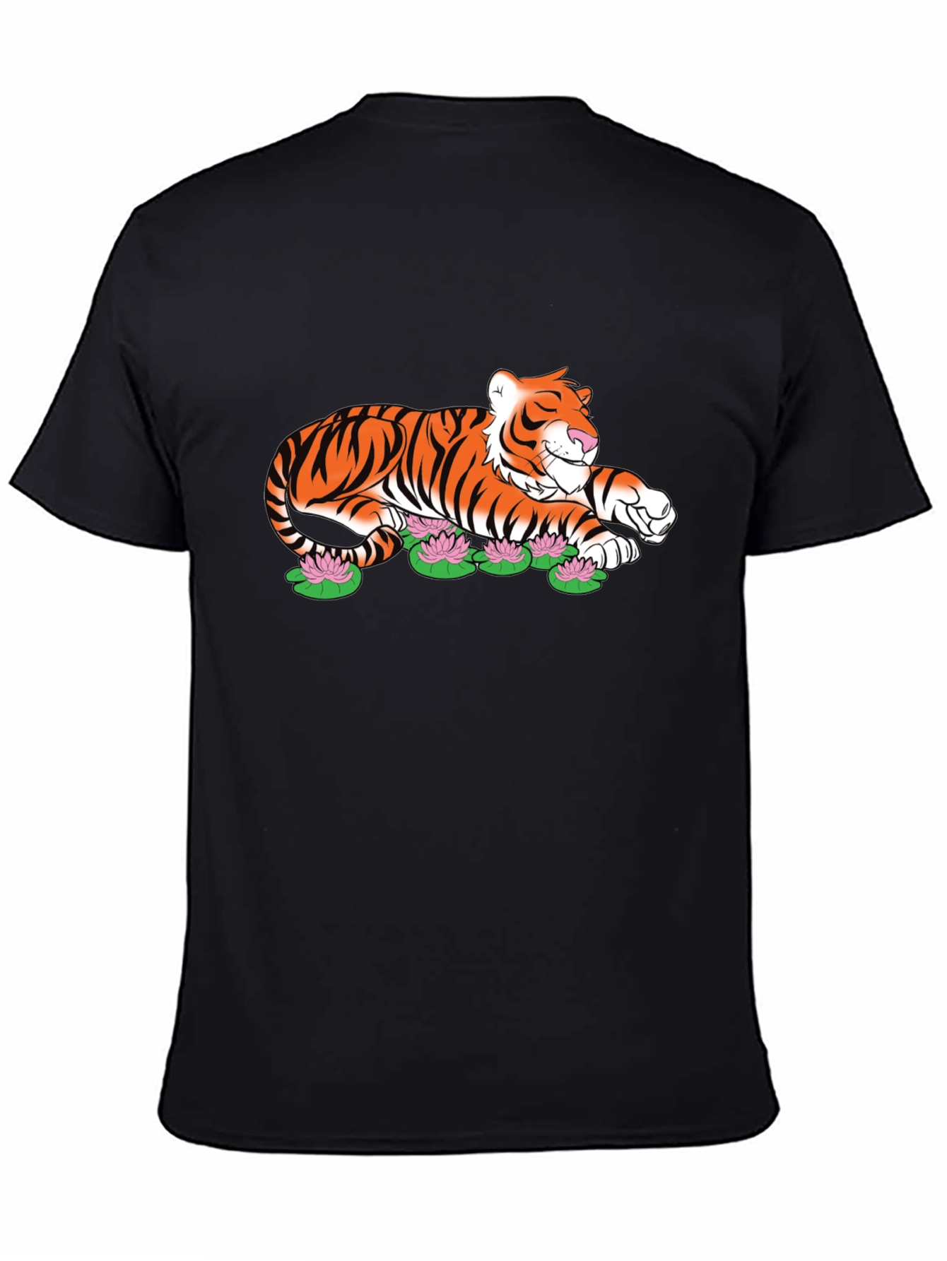 Tiger Lotus Graphic Black T-Shirt