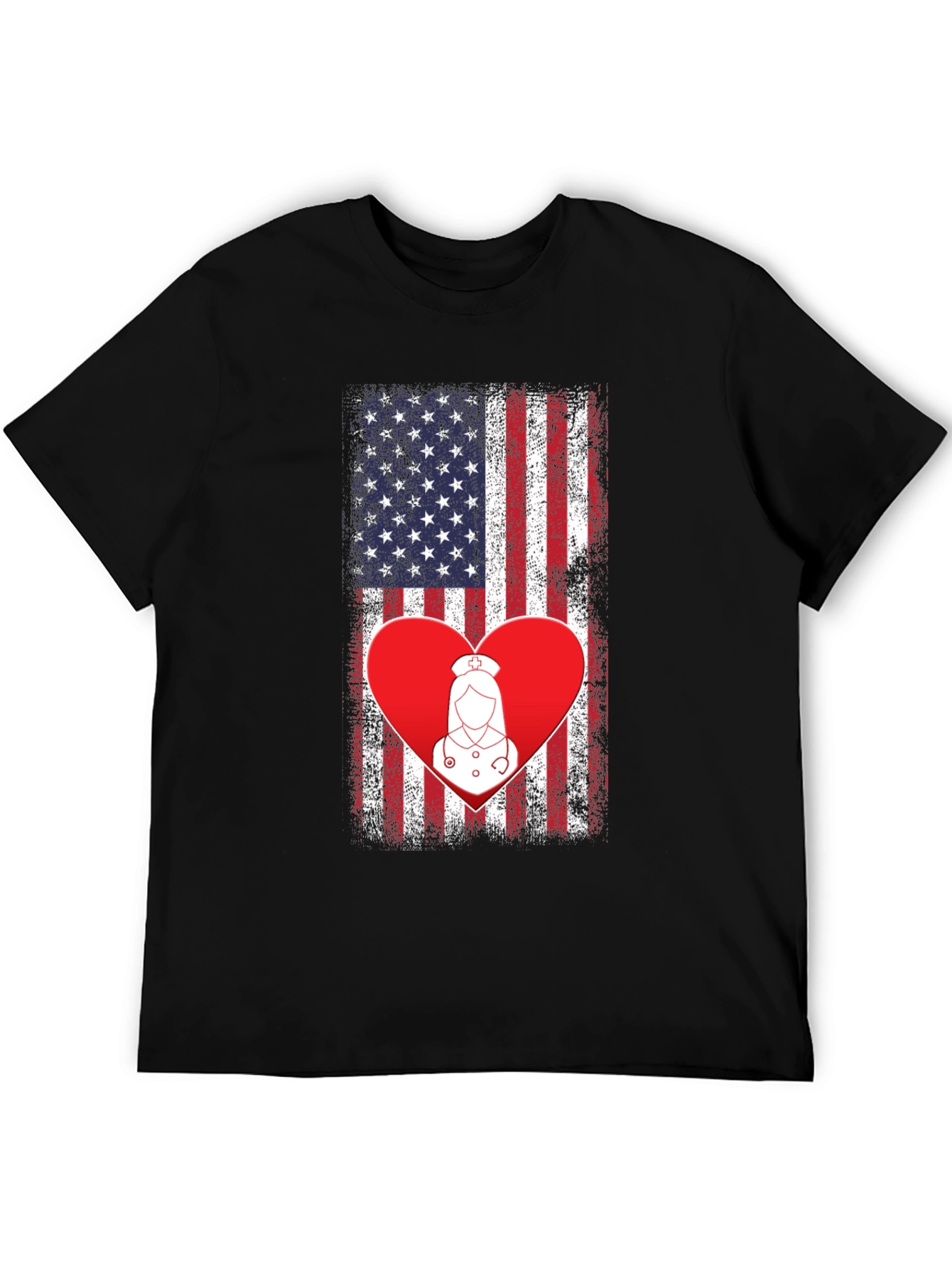 American Flag Nurse Heart T-Shirt