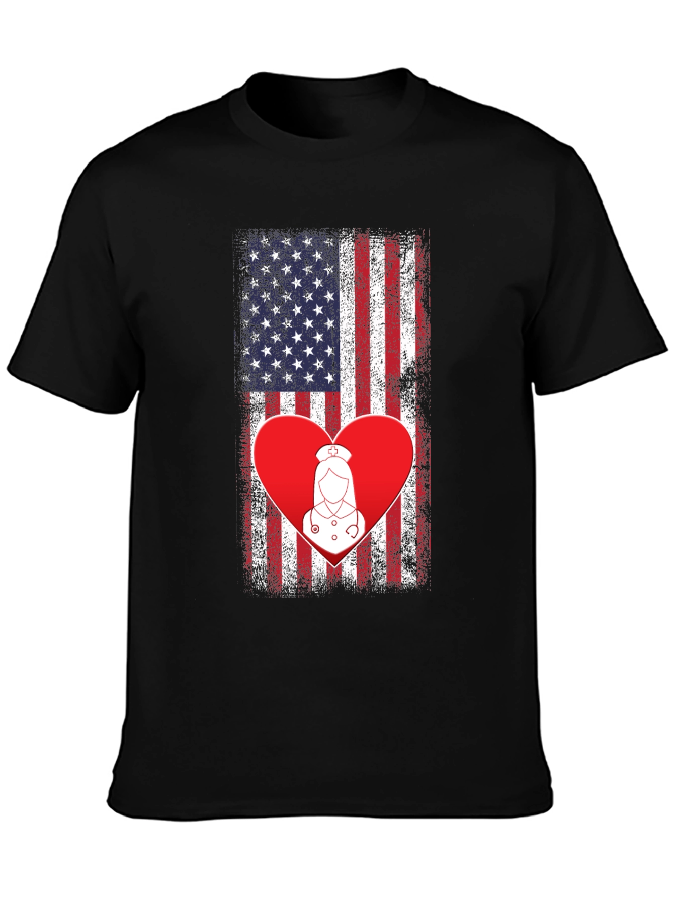 American Flag Nurse Heart T-Shirt