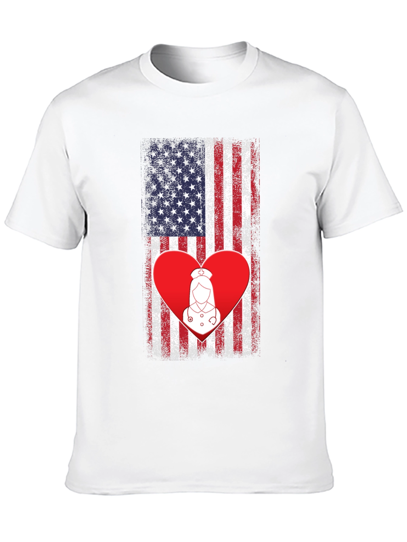 American Flag Nurse Heart T-Shirt