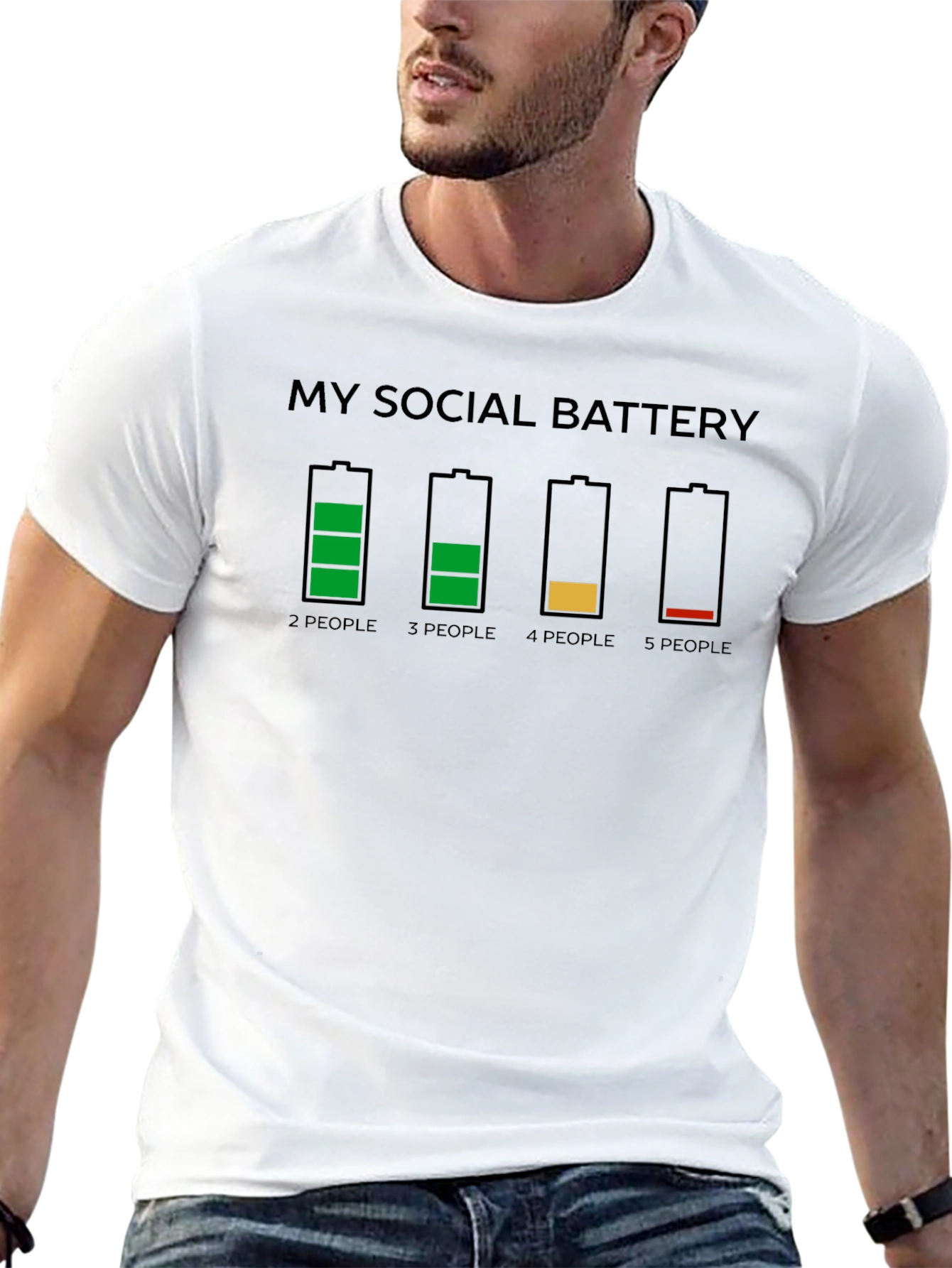 Social Battery Graphic T-Shirt Funny Introvert Tee