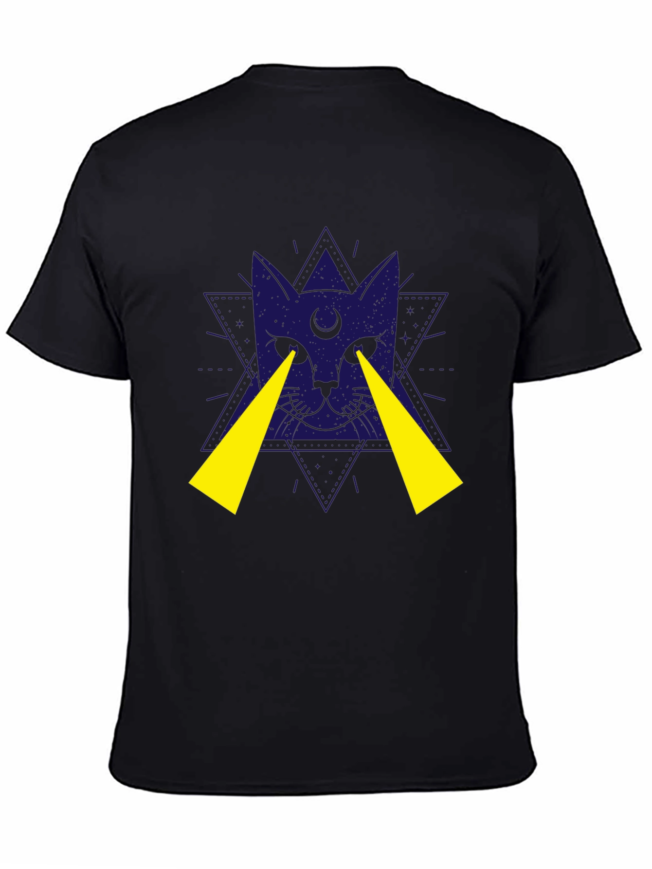 Mystic Cat Graphic Tee - Black Cotton T-Shirt