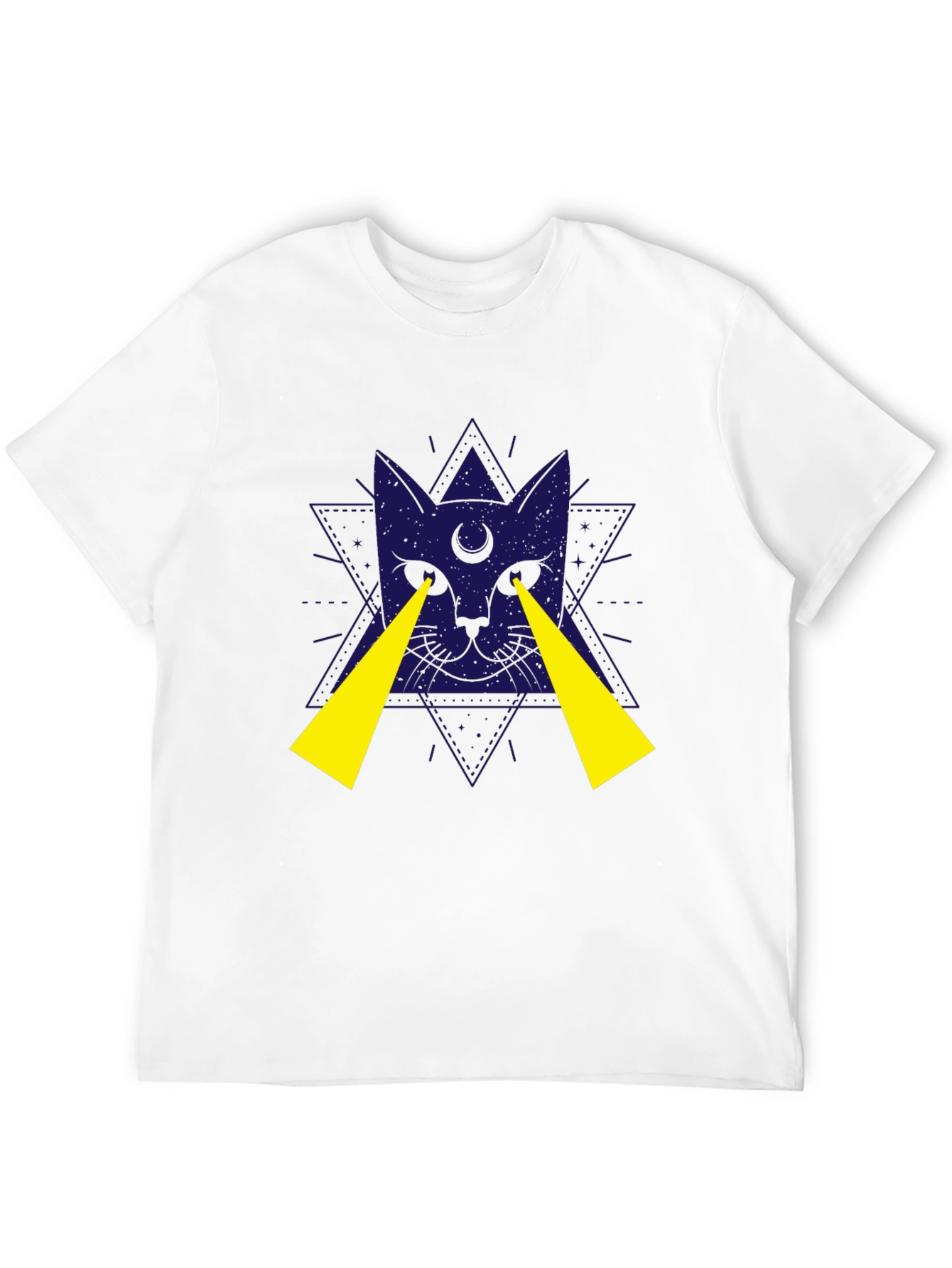 Mystic Cat Graphic Tee - Black Cotton T-Shirt