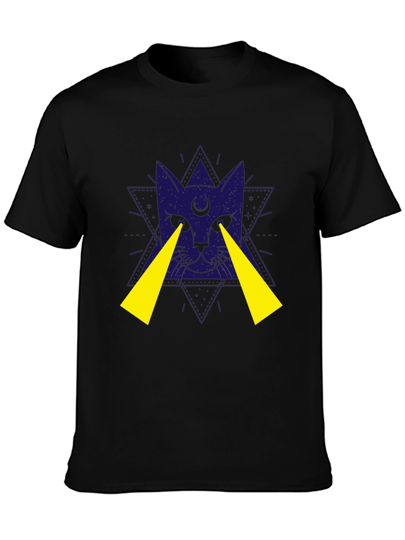 Mystic Cat Graphic Tee - Black Cotton T-Shirt