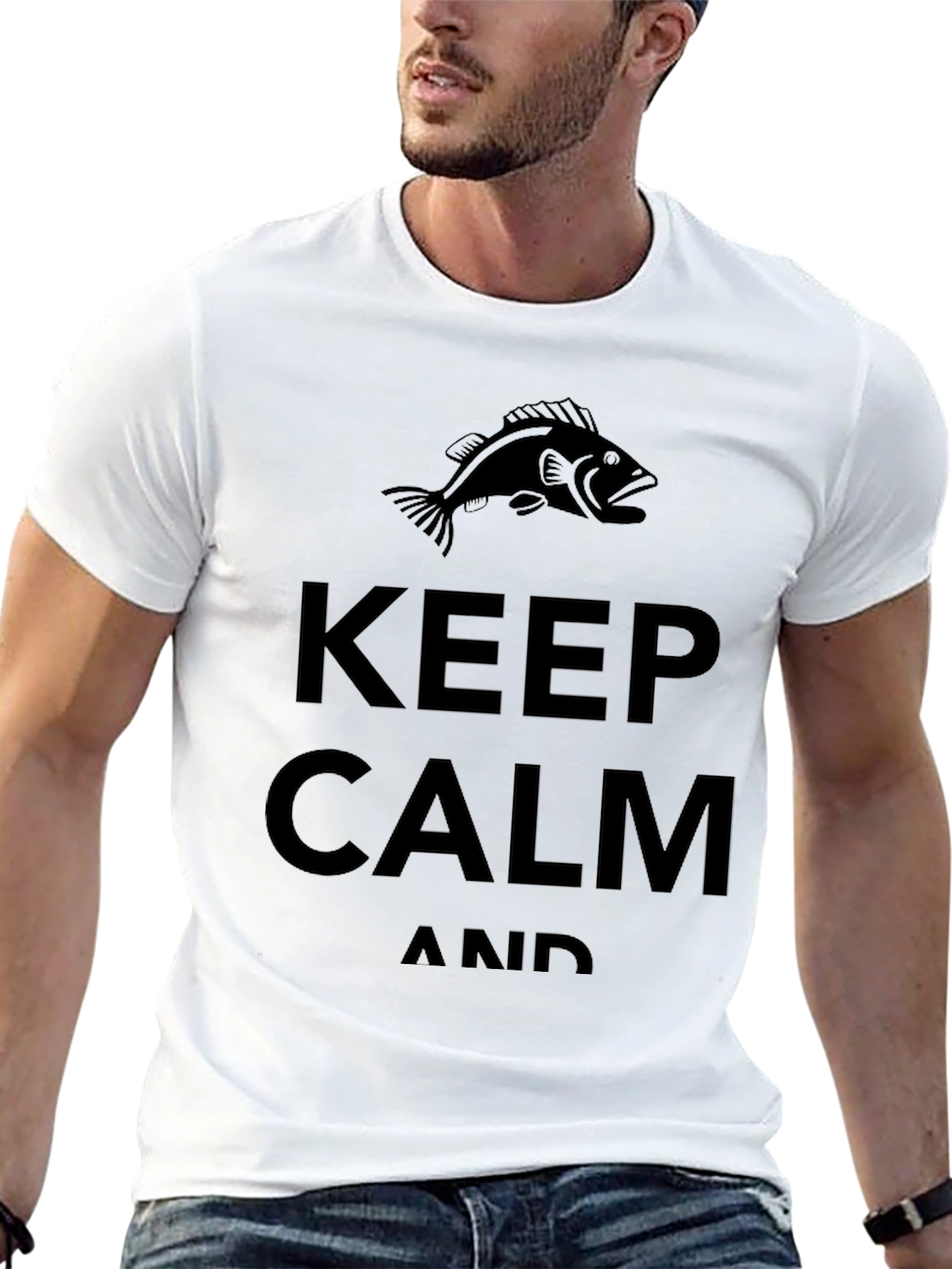 Keep Calm and Bass Fish Black T-Shirt