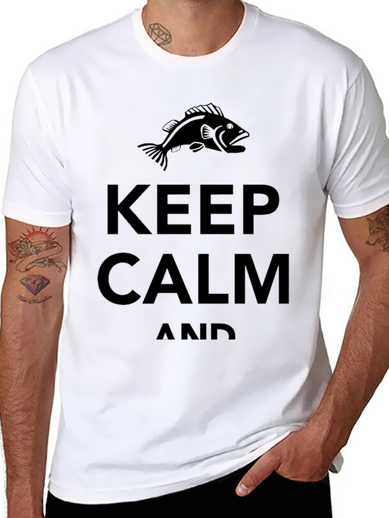 Keep Calm and Bass Fish Black T-Shirt