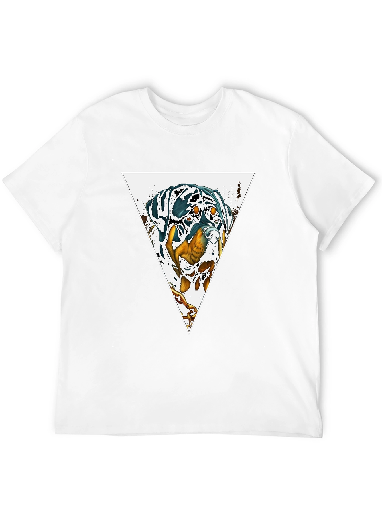 Dog Triangle Graphic Print Black Tee