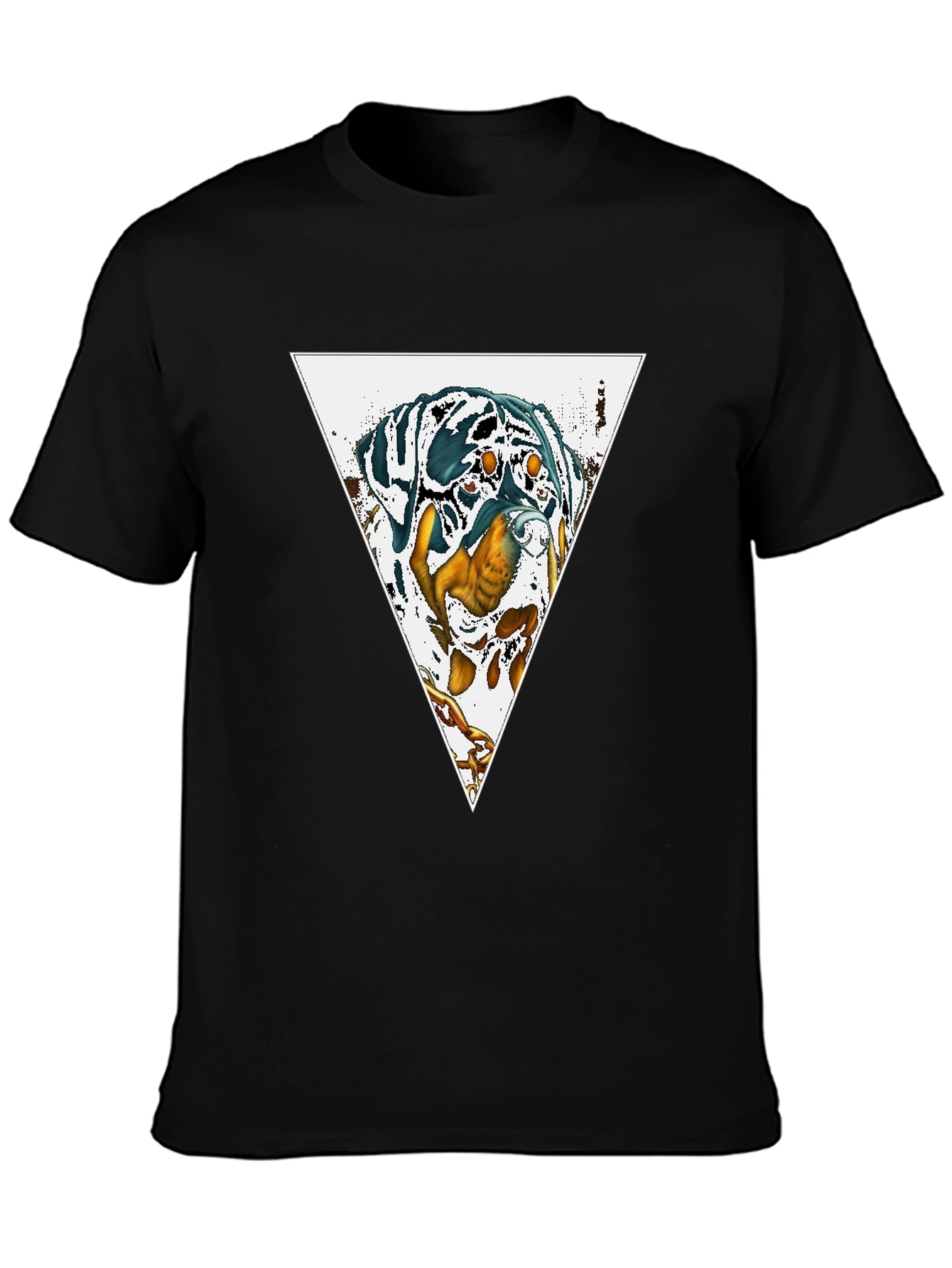 Dog Triangle Graphic Print Black Tee