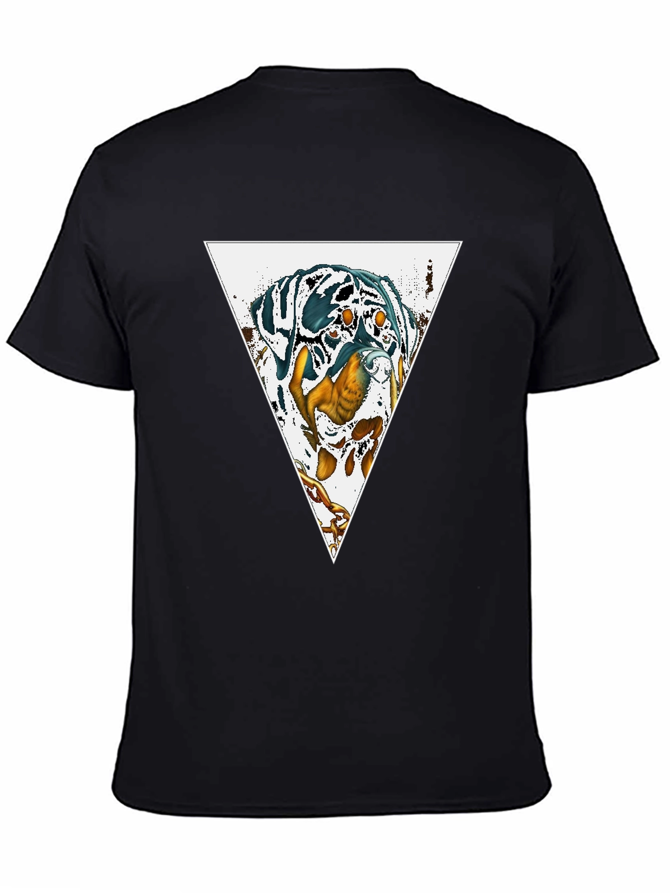 Dog Triangle Graphic Print Black Tee