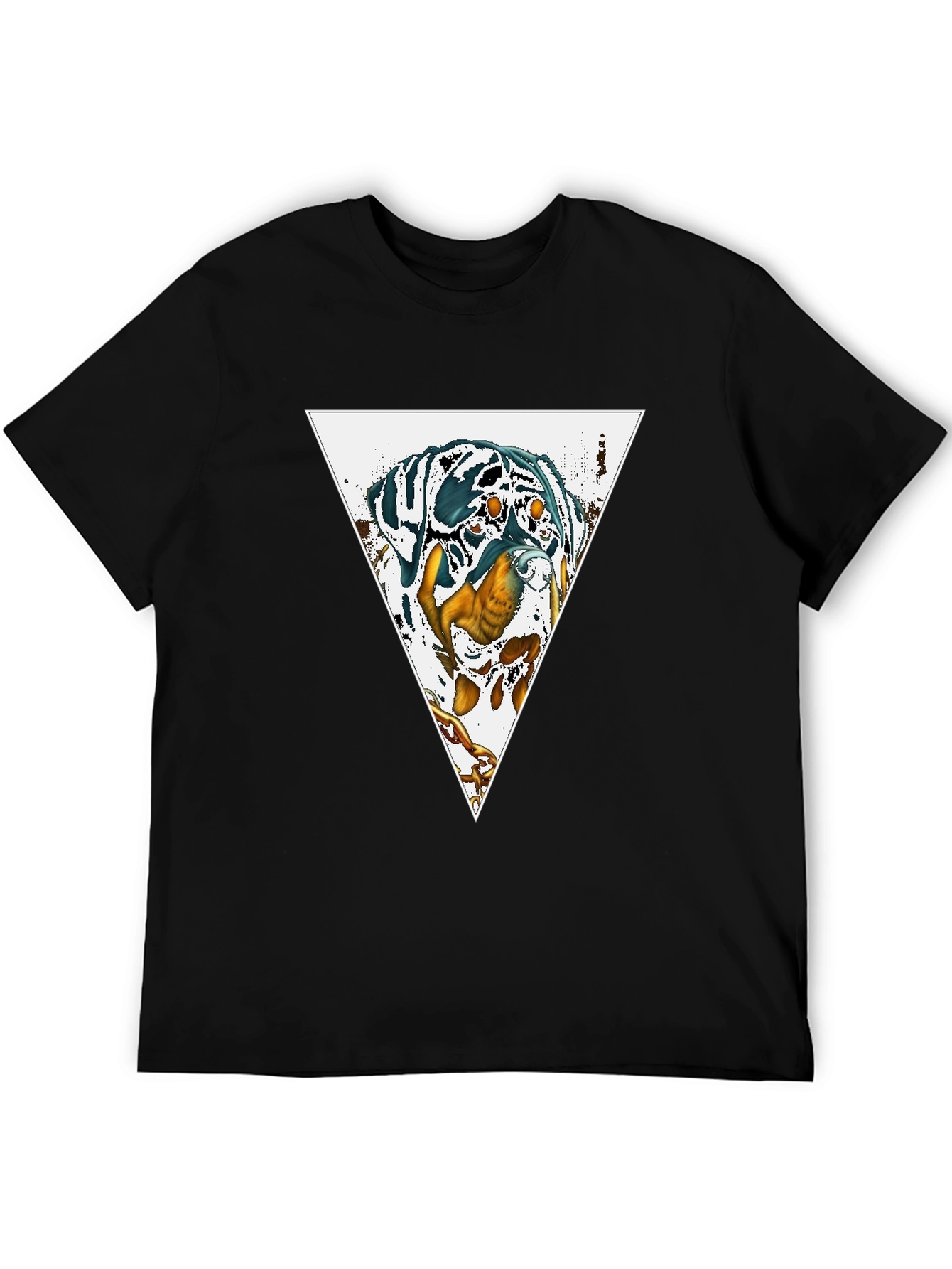 Dog Triangle Graphic Print Black Tee
