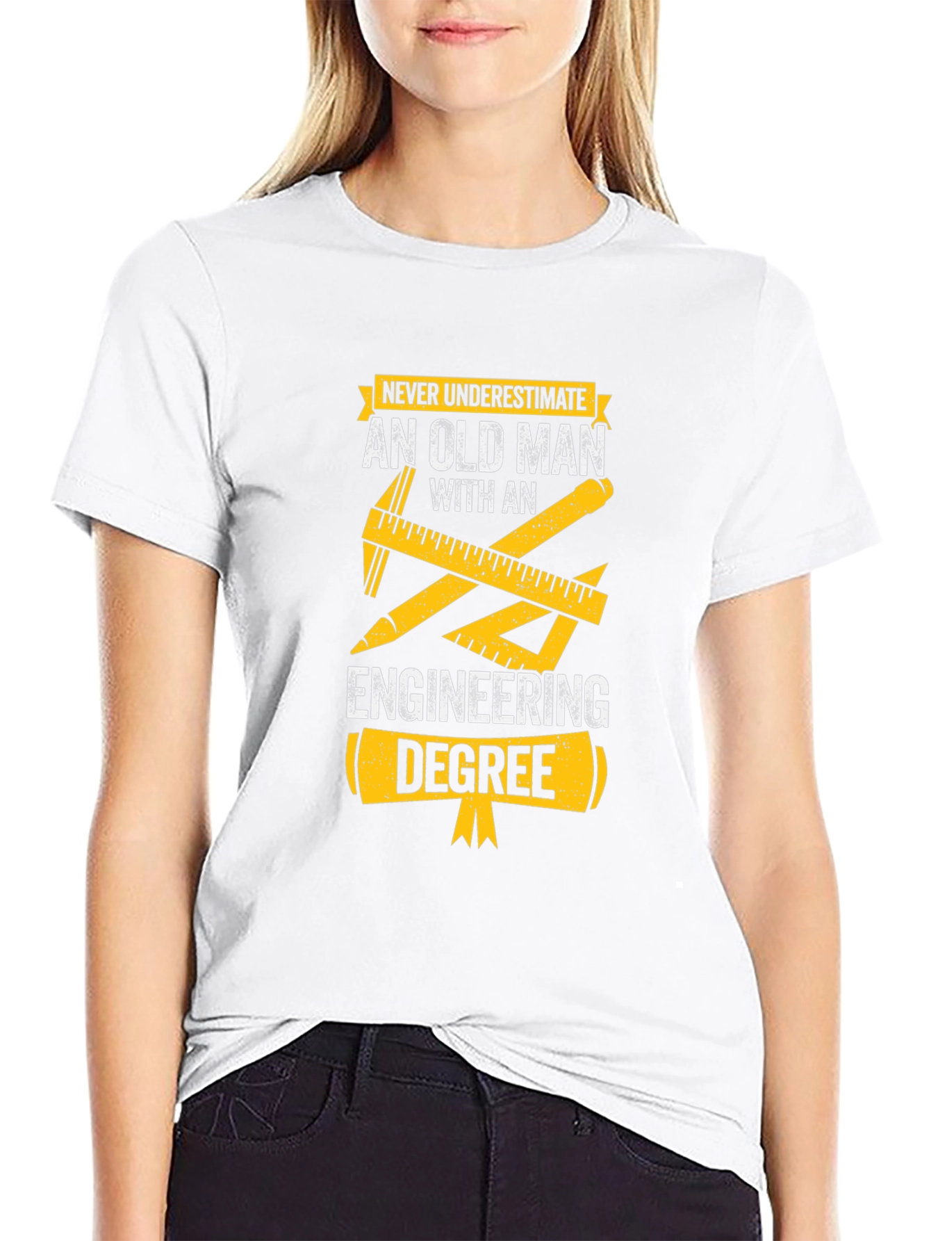 Old Man with Engineering Degree T-Shirt