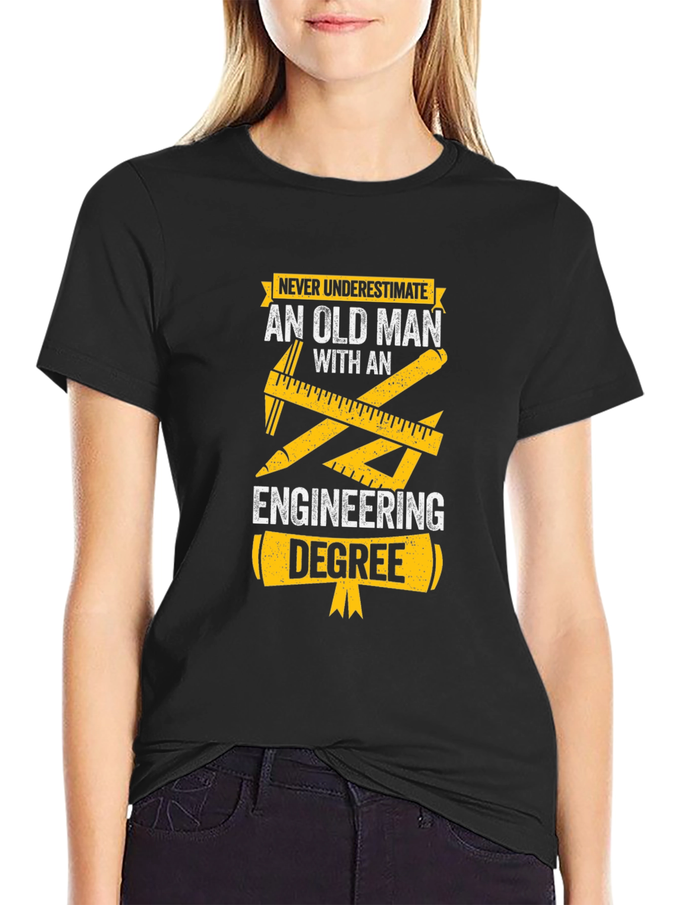Old Man with Engineering Degree T-Shirt