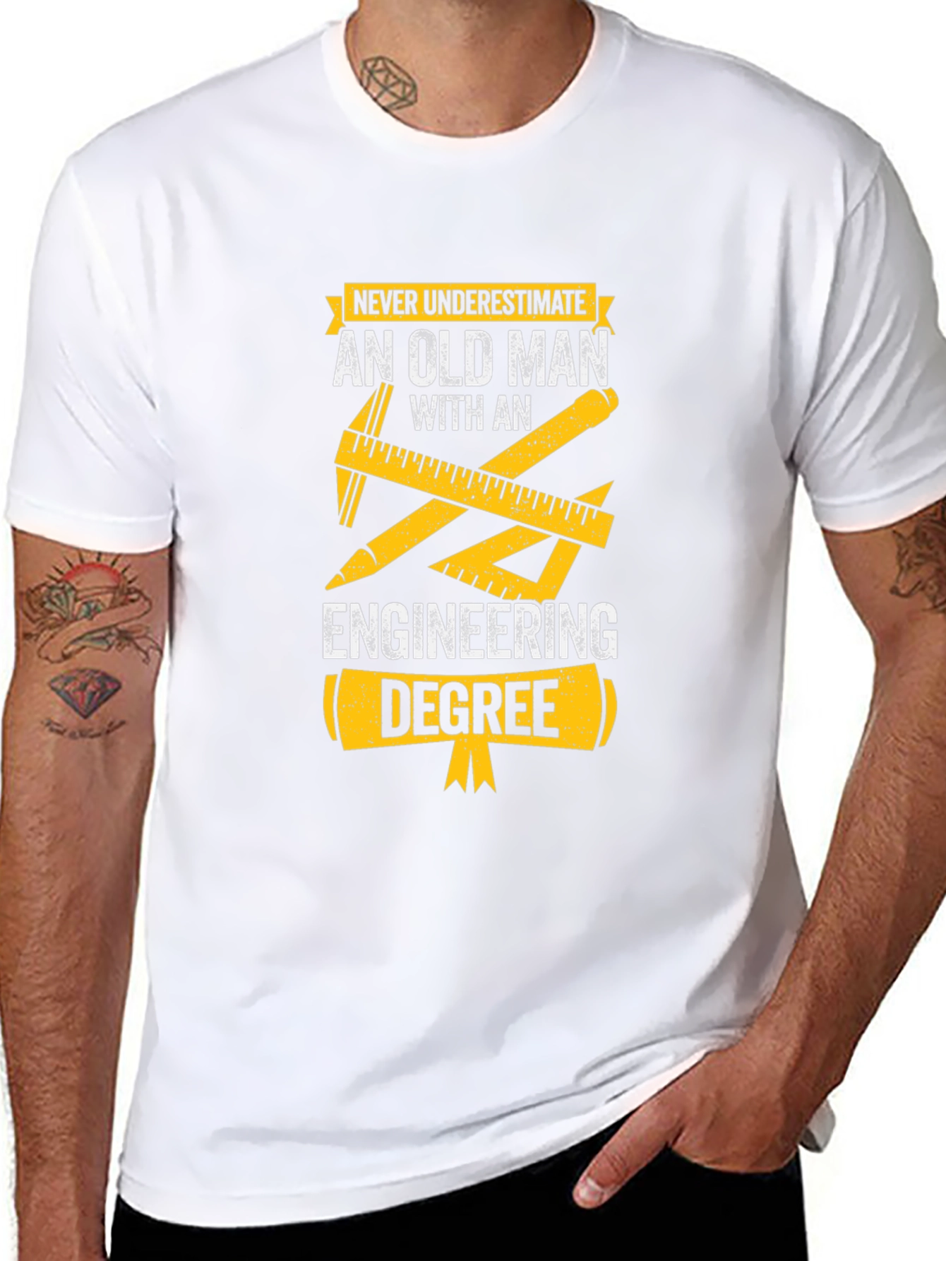 Old Man with Engineering Degree T-Shirt
