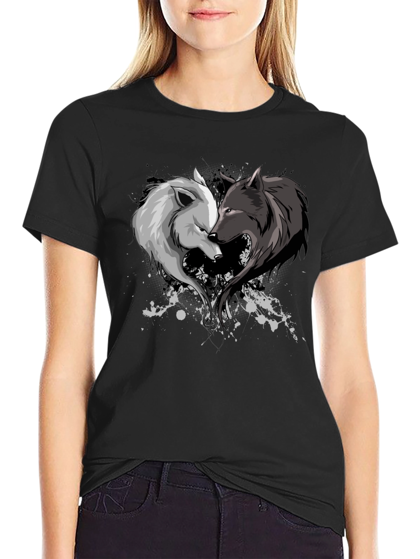 Yin Yang Wolf Couple Graphic Tee