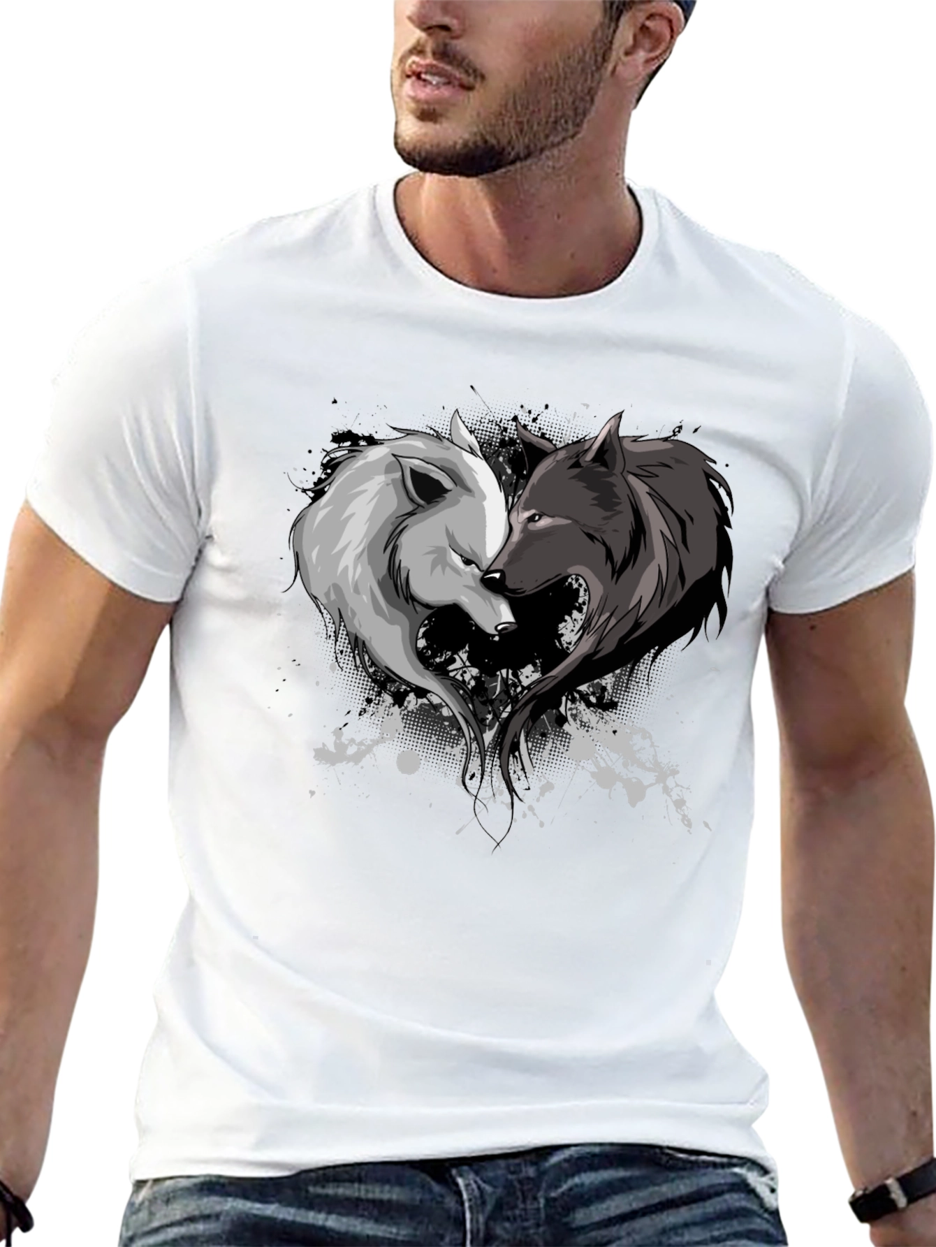 Yin Yang Wolf Couple Graphic Tee