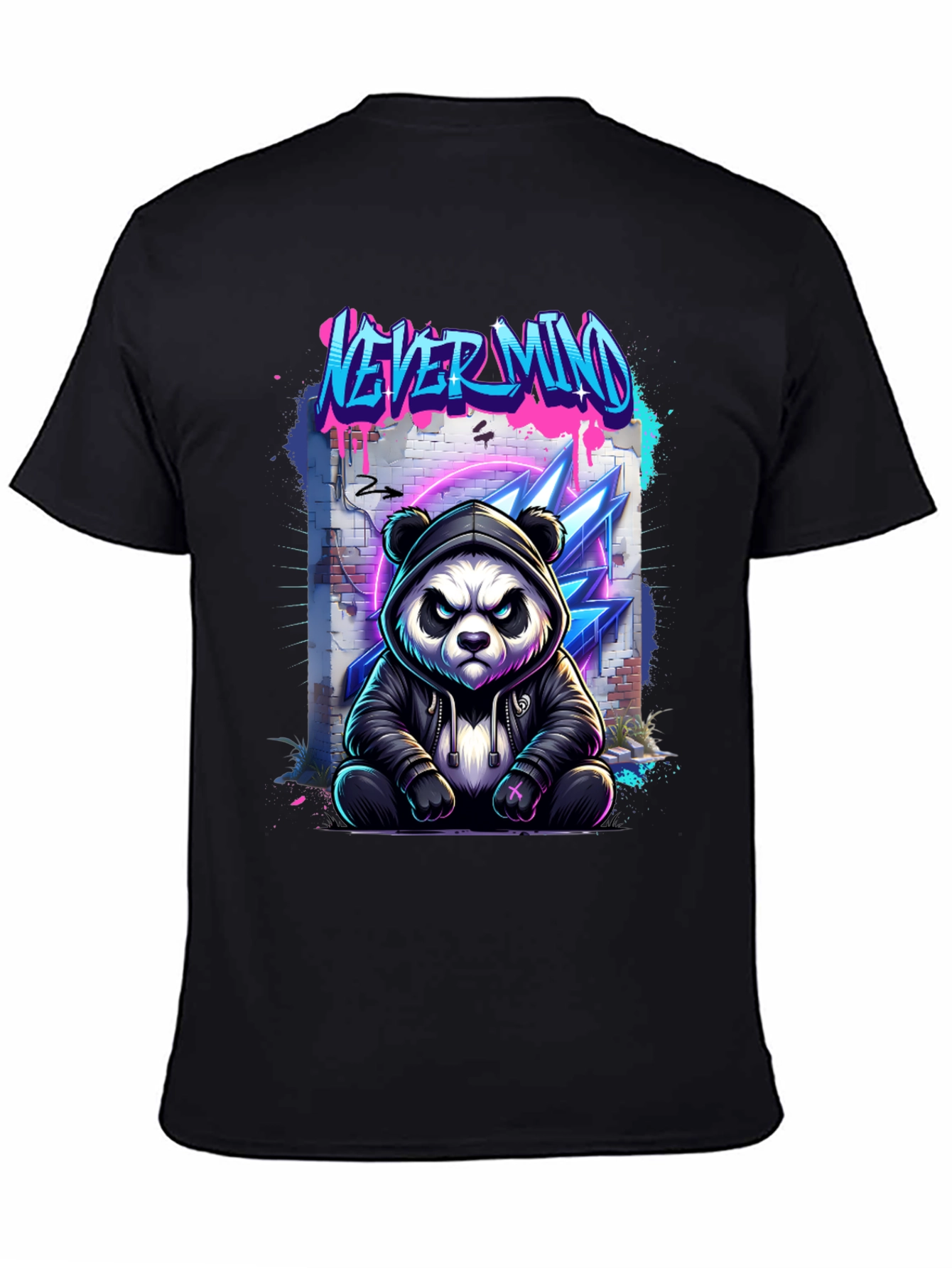 Never Mind Panda Graphic Black T-Shirt