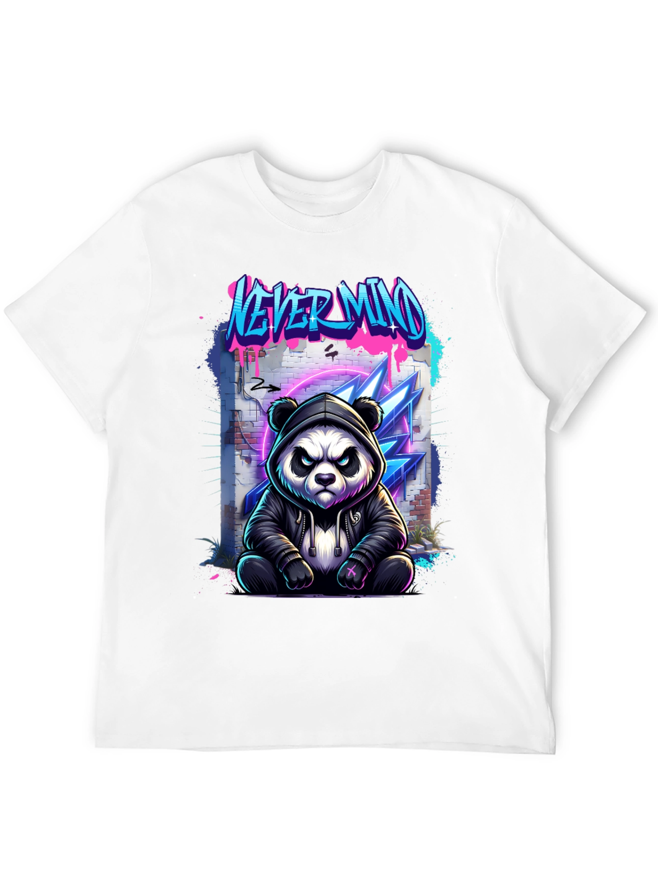 Never Mind Panda Graphic Black T-Shirt