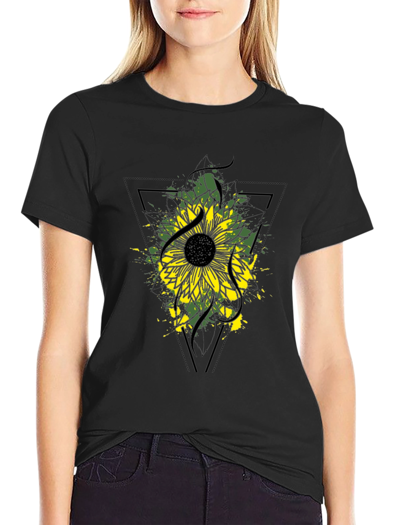 Sunflower Graphic Tee - Modern Black T-Shirt