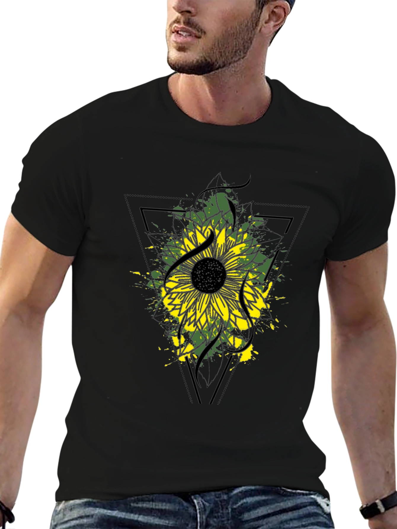 Sunflower Graphic Tee - Modern Black T-Shirt
