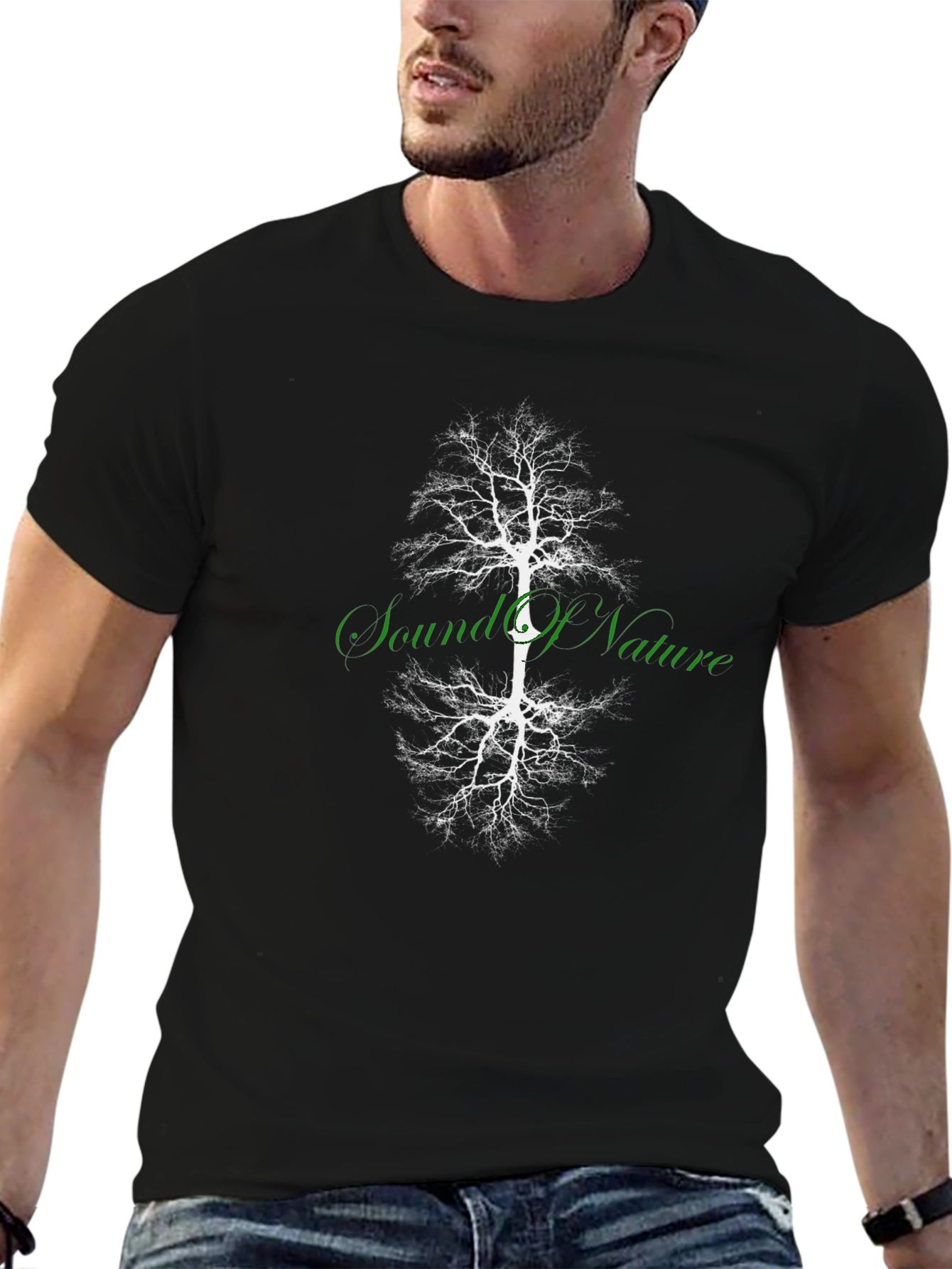 Sound of Nature Tree Graphic Black T-Shirt