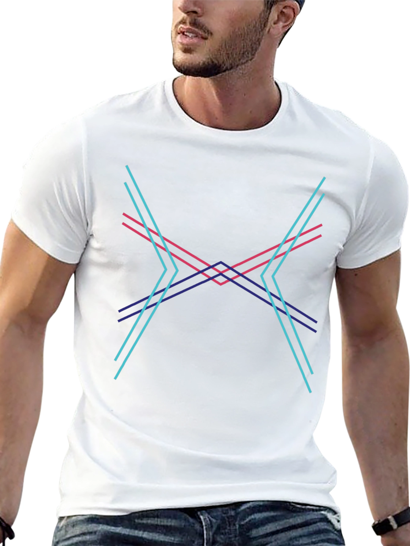 Abstract Geometric Lines Graphic Tee - Modern Design