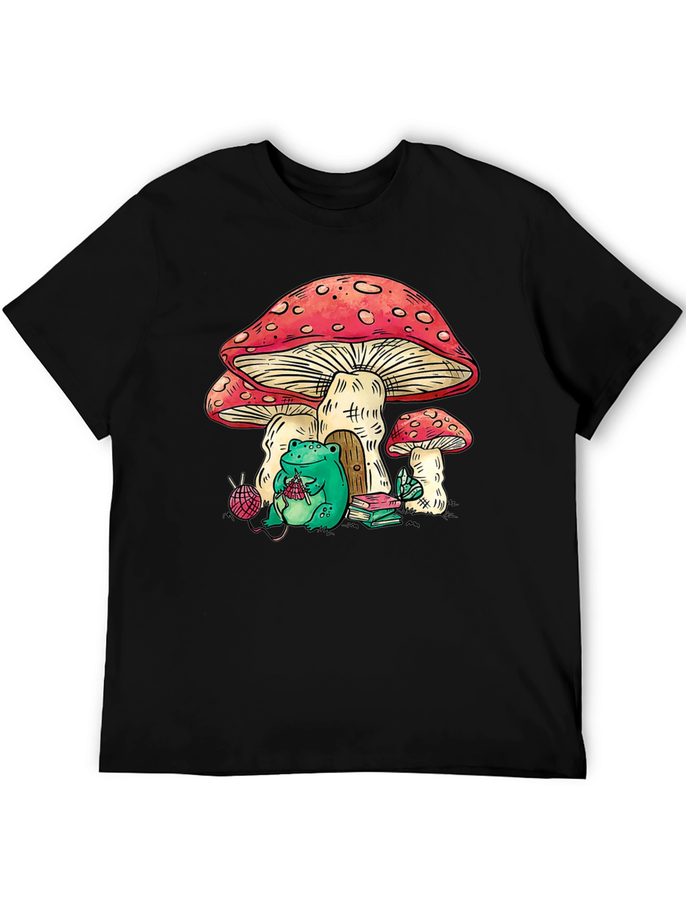 Mushroom House Frog Knitter Graphic Tee